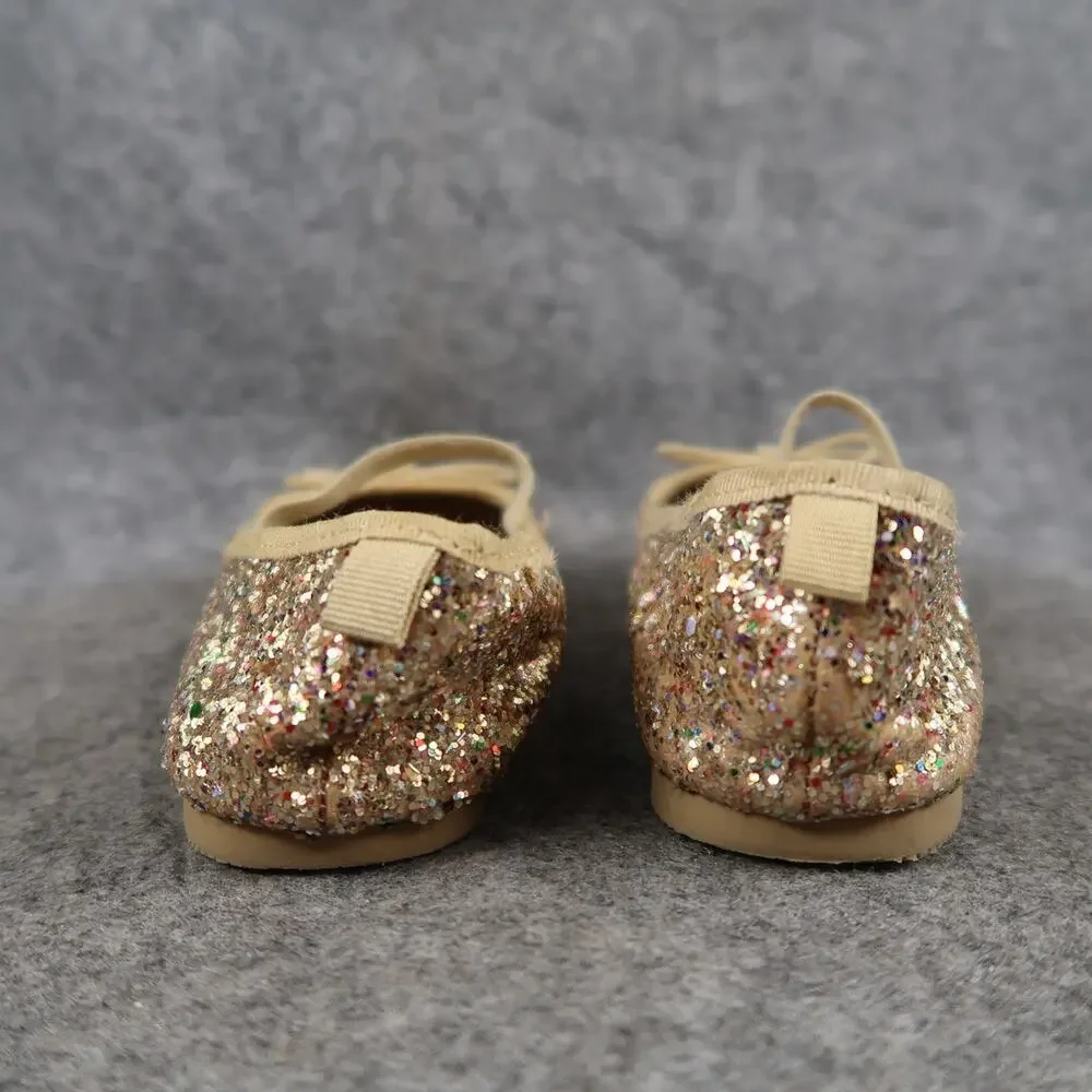 Cat & Jack Shoes Kids 11 Ballet Flats Elastic Strap Glitter Bow Slip On Girls